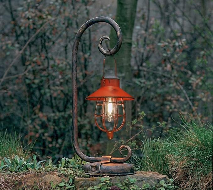 YAKii 6 Pack Solar Lantern Hanging Waterproof Outdoor Metal Solar Lamp with Warm White Light Decorate for Yard Garden Pathway Patio Porch (Red)