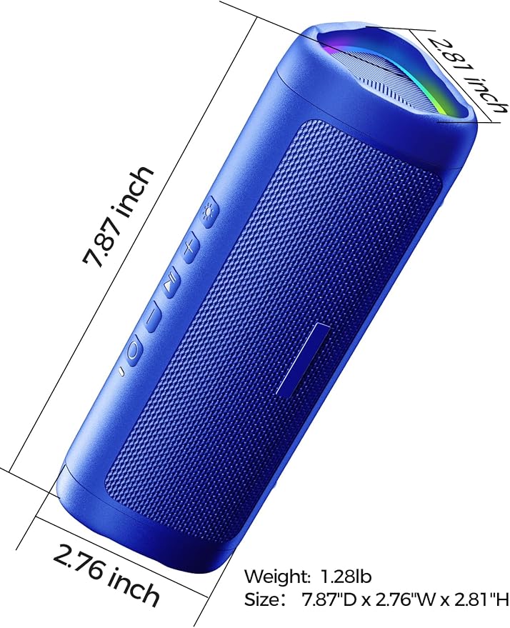 Bluetooth Speaker with HD Sound, Portable Wireless, IPX5 Waterproof, Up to 20H Playtime, TWS Pairing, BT5.3, for Home/Party/Outdoor/Beach, Stocking Stuffers, White Elephant Gifts for Adults (Blue)