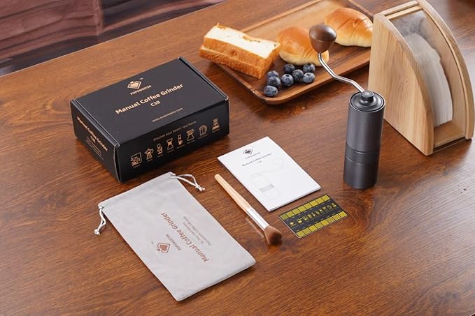 Popsweet C38 Manual Coffee Grinder With Detachable Stainless Steel Tapered Outer Burrs, Grinding 400 pounds Coffee Beans, 36 Manual Adjustable Espresso Grinder, Perfect For Homes, Offices, And Camping