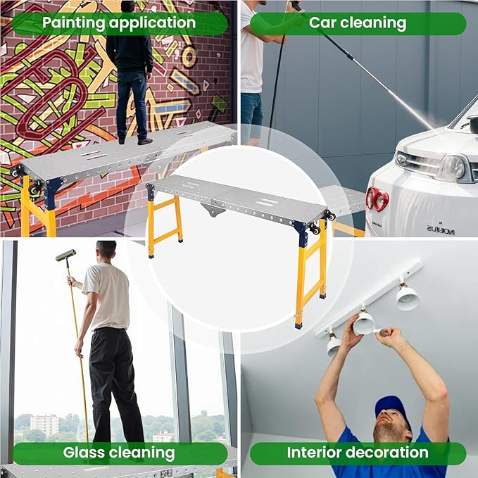 Portable Welding Table 65"x12", 1500LBS Foldable Welding Workbench with 5-Level Adjustable Height 29-48in, Thickened Carbon Steel Welding Table with 4 Swivel Wheels for Industrial Use & DIY Projects