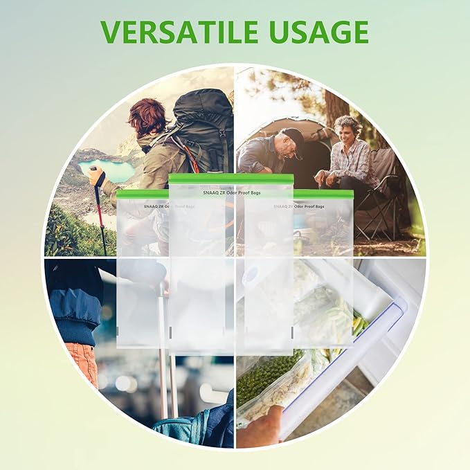 Odor Proof Storage Bags-12x20 Inch, Reusable Double-Tracked Zip Closure Barrier Storage Bags Lock in Odors Keep Contents Fresh and Waterproof, Large No-Odor Bear Bag fit Camping, Hiking, Water Sports and Home Organization(2 Pack)