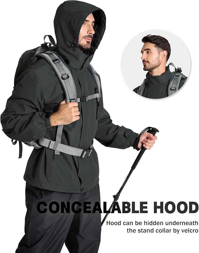 SWISSWELL Mens Rain Jackets Waterproof with Hood Men Windbreaker Jackets Lightweight Rain Coats for Golf Fishing Hiking