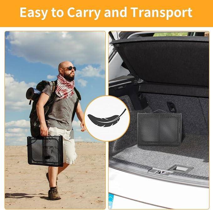 Grill Table Camping Table 3FT Foldable Small Folding Table Low Picnic Table Portable Stand Mesh Outdoor Indoor Card BBQ RV Black 35.4×15.7×9.4 inch