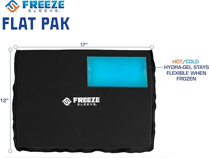 FreezeSleeve Flat Pak | 12" x 17" Extra Large Reusable Gel Ice Pack for Hot and Cold Therapy | Soft Flexible Cooling Pad for Back Hip Leg Injuries and Pain Relief | Cold Compress for Injury Recovery