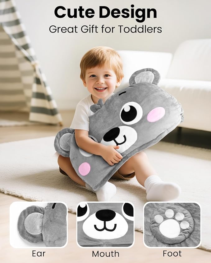 Primlect Kids Sleeping Bag with Pillow, Larger Toddler Nap Mat, Plush Slumber Bag for Boys Girls Daycare Preschool Kindergarten Birthday Gift Travel Sleepover Ages 3-6 Years