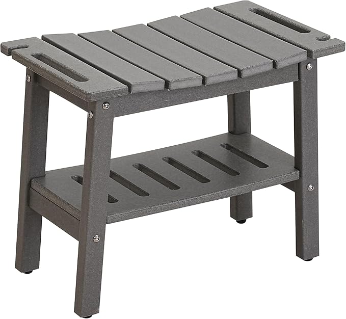 Urban Nest HDPE Shower Stool with Storage Shelf, Non-Slip Bathtub Seat, Lightweight and Waterproof Bath Stool (300 lb Capacity)