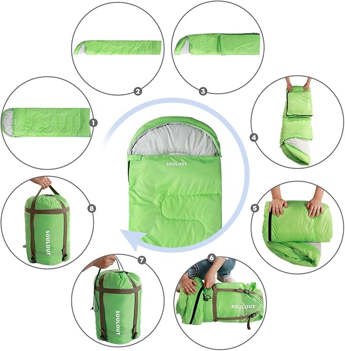 Sleeping Bag,3-4 Seasons Warm Cold Weather Lightweight, Portable, Waterproof Compression Sack Adults & Kids - Indoor & Outdoor Activities: Traveling, Camping, Backpacking, Hiking