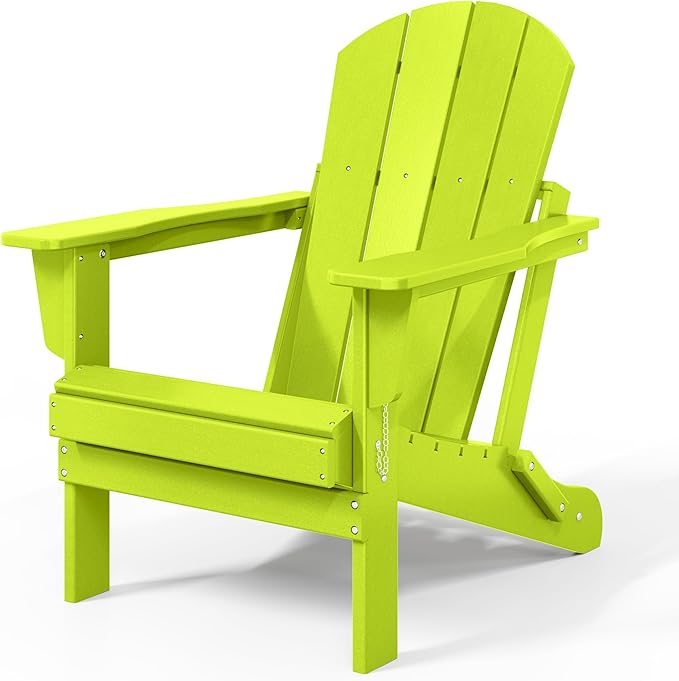 WestinTrends Malibu 2 Piece Set Outdoor Folding Poly Adirondack Chair, Lime