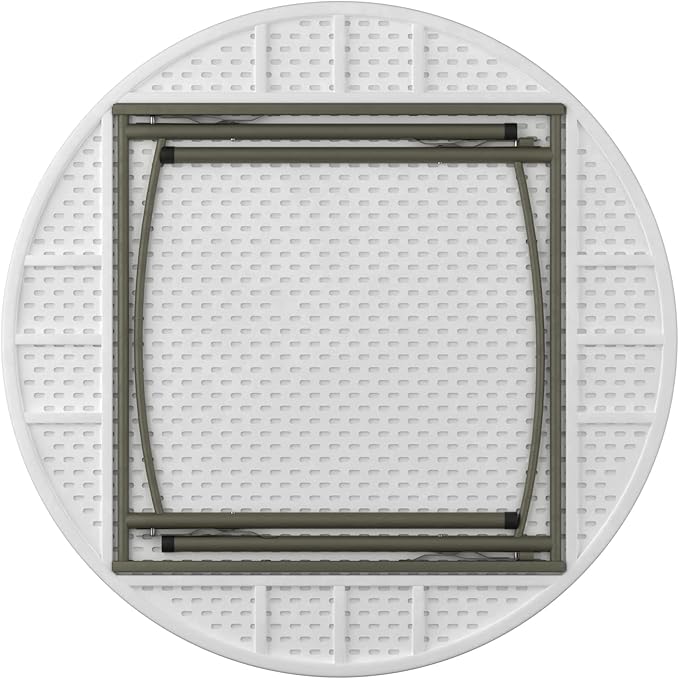 Commercial Round Folding Table - Heavy-Duty White Plastic for Parties, Banquets and Events - Perfect for Indoor/Outdoor Use (48 inches, 5 Units)