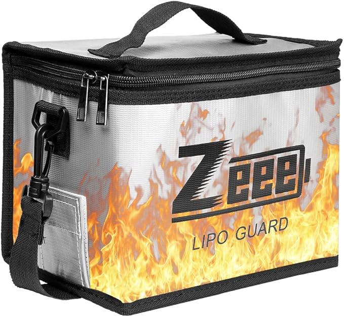 Zeee Fireproof Explosionproof Large Capacity Battery Storage Guard Pouch for Lipo Charge & Storage (8.46 x 6.5 x 5.71 in)