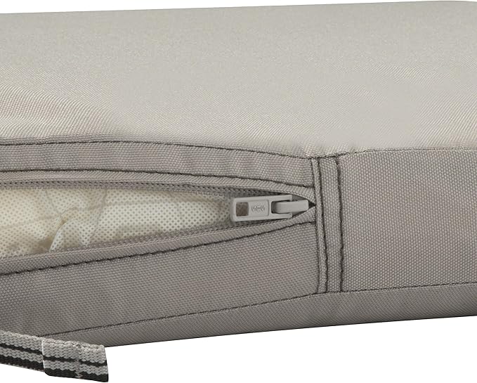 Classic Accessories Ravenna Water-Resistant 17 x 15 x 2 Inch Patio Seat Cushion, Mushroom, Chair Seat Cushion