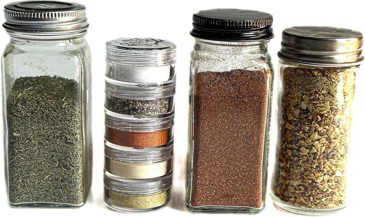 NICE RACK Mini Travel Spice Rack Filled with Organic Herbs, Refillable, Made in USA, Camp Spice Kit - Great Gift, CAMPING, RV, Purse, Backpacking with Shaker Tops 5 Stacking (3 3/8 x 1 3/8")