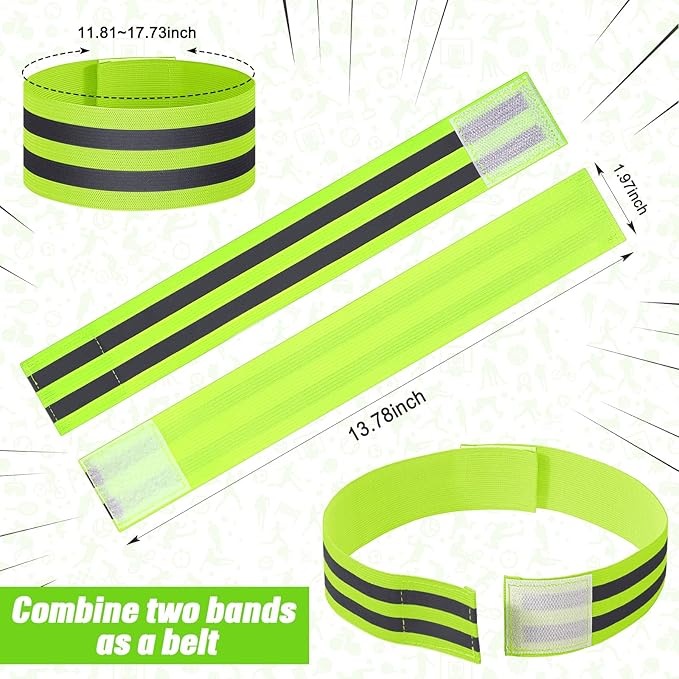 Zubebe 48 Pieces Reflective Bands Reflector Bands for Wrist, Arm, Ankle, Leg, High Visibility Reflective Gear Safety Reflector Tape Straps for Night Walking, Cycling and Running