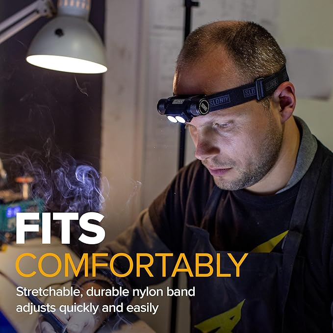 SLONIK Headlamp Rechargeable - 1000 Lumen LED USB Rechargeable Headlight - IPX4 Waterproof Head Lamp with Bright 60 ft Flashlight Beam - Hiking & Outdoor Camping Gear, Black - LED Headlamp