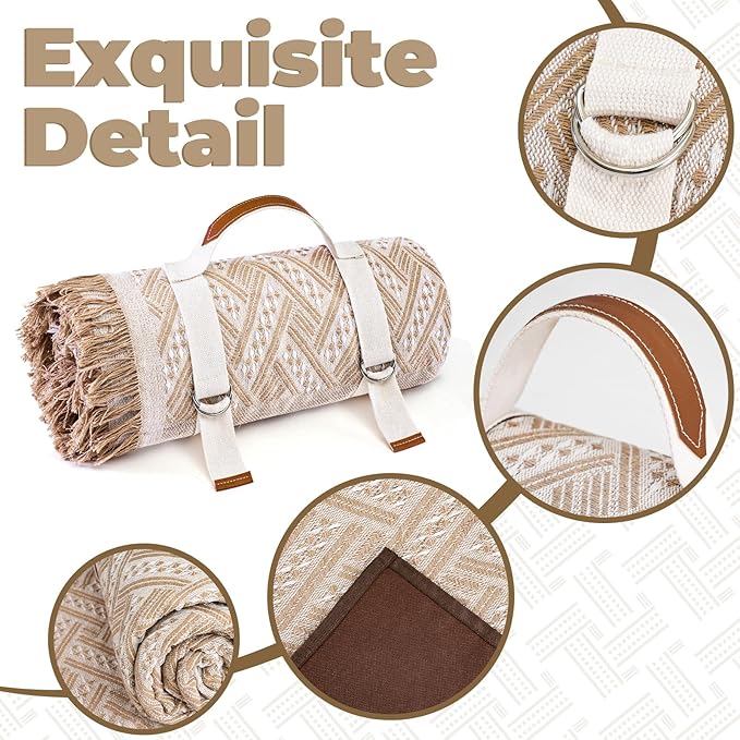 Genovega 2 in 1 Extra Large 80"* 80" Rug Picnic Waterproof Outdoor Beach Blanket Foldable Camping Mat Summer Camp Equipment Honeymoon Stuff Hawaii Essentials Hunting Accessories Car Set Women Gifts