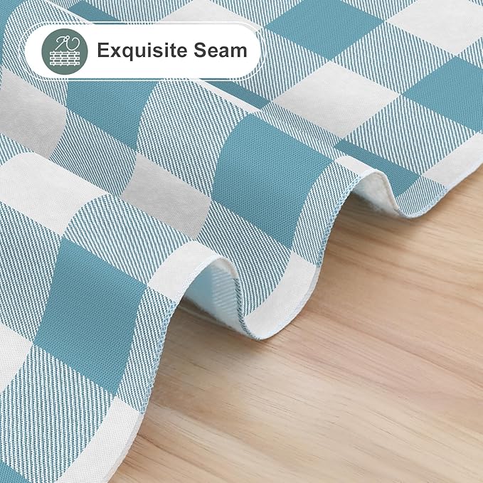 misaya Square Waterproof Vinyl Table Cloth, Buffalo Flannel Backed Tablecloth, Wipeable Plastic Table Cover for Dinner, Kitchen, Outdoor (54" x 54", Aquamarine and White)