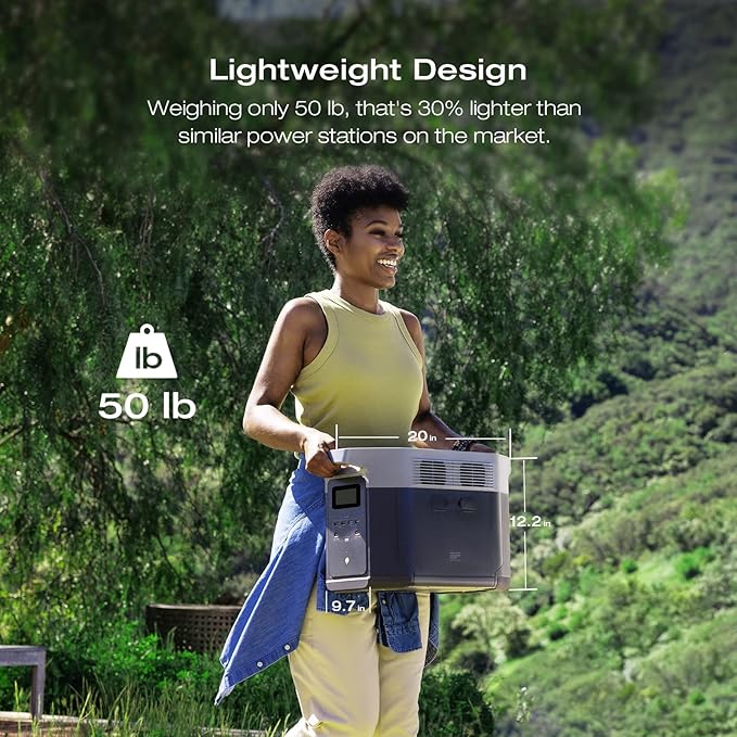 EF ECOFLOW DELTA 2 MAX Power Station with Smart Extra Battery, Expand Capacity from 2048Wh to 4096Wh, Solar Generator for Home Backup, Emergency, Outdoor Camping