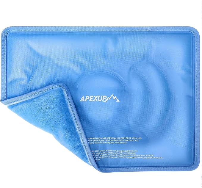 APEXUP Gel Ice Packs for Injuries Reusable, Flexible Double Sided Cold Packs for Injuries, Ice Pack for Knee, Shoulder, Back, Hip, Leg, Arm (Blue, S, 1PK)