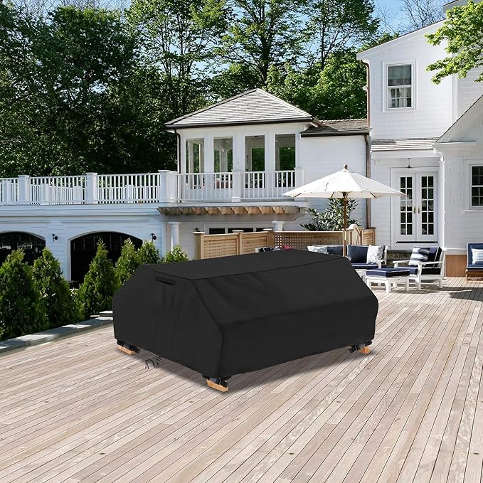 STARTWO Waterproof Picnic Table Cover Outdoor Patio Bench Covers for 6 ft Picnic Table Bench Set Windproof 70 / 72 Inch Black