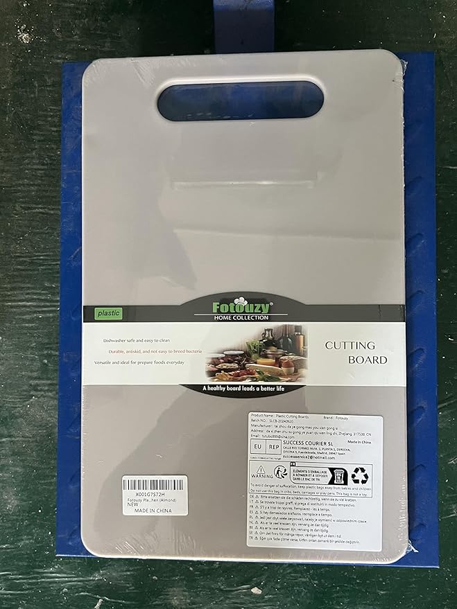 Fotouzy Plastic Utility Cutting Board with Handles, Food Safe PP Material, BPA Free, Dishwasher Safe, Thick Chopping Board, Large Size, Easy Grip Handle, for Kitchen (Almond)