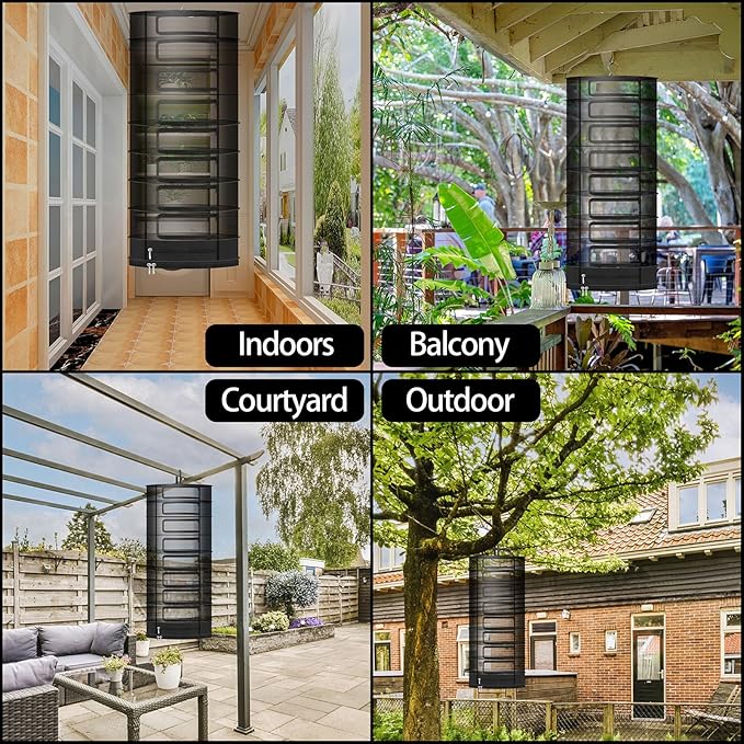 Herb Drying Rack Hanging Mesh Net,8+1 Layer Plant Drying Rack with Door-Type Zipper & Closed Storage Compartment for Folding Basket Dryer Fit in Grow Tents、Garden Outdoor