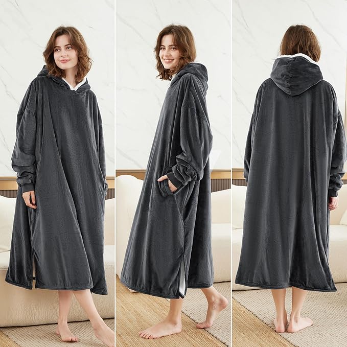 LetsFunny Blanket Hoodie,Oversized Wearable Sherpa Fleece Blanket Sweatshirt,Super Soft Warm Cozy with Giant Pocket,Gifts for Women Men Adults Teenagers Kids, One Size Fits All