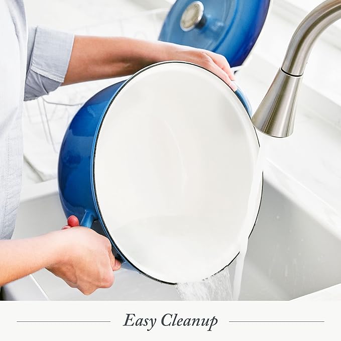 Merten & Storck 5.3QT Round Dutch Oven Casserole Pot with Lid, European Crafted Enameled Iron Stockpot, Induction & All Cooktops, Braising, Stews, Roasting, Slow Cooking, Sourdough, Caribbean Blue