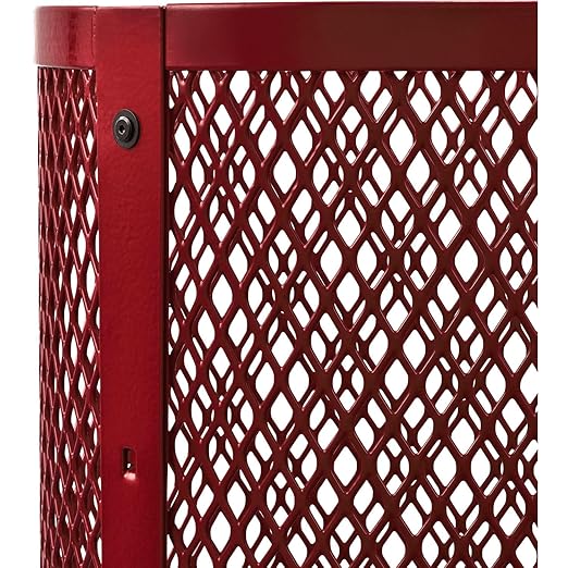 Global Industrial 36 Gallon Outdoor Steel Trash Can with Dome Lid and Raised Base, Plastic Liner and Anchor Kit Included, 23-1/2" Diameter x 43" H, Powder Coat Finish, Unassembled, Red