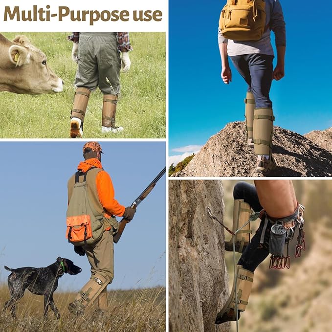 Snake Gaiters Waterproof Lower Legs Snake Guards Snake Guards Bite Protection Adjustable Snake Proof Gaiters for Farm Working Hiking Hunting, Khaki