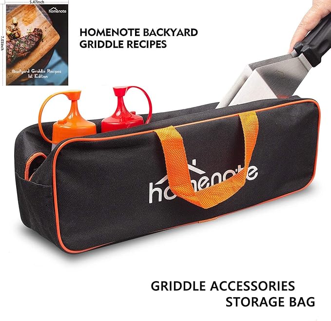 HOMENOTE Griddle Accessories Kit, Exclusive Griddle Tools Spatulas Set for Blackstone - 8 Pcs Commercial Grade Flat Top Grill Accessories - Great for Outdoor BBQ, Teppanyaki and Camping, Black