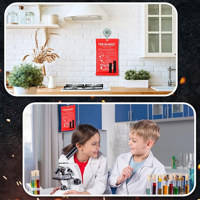 Macarrie 10 Pack 39” x 39” Fire Blanket Emergency for Home Kitchen Safety Suppression Blanket Fiberglass Fireproof Survival for Car Office (Red)