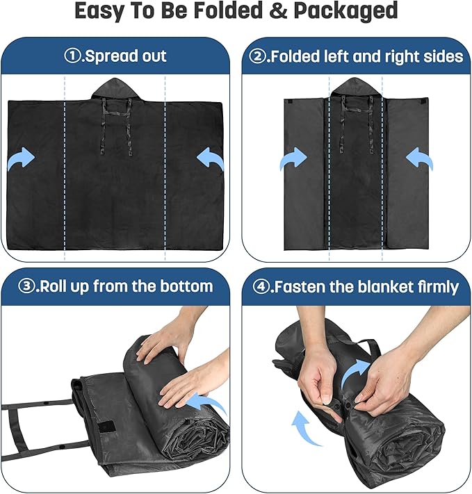 Catalonia Waterproof Stadium Blanket, Windproof Wearable Poncho for Football Sideline & Sports Events for Fans, Portable, Durable Outdoor Blanket for Camping & Tailgating