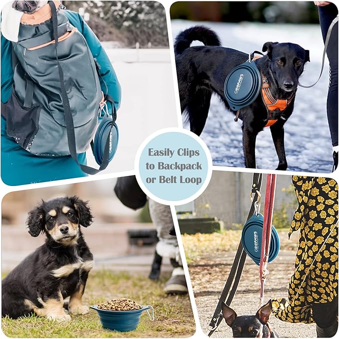 Silicone Non-Skid Collapsible Travel Dog Bowl, 2 Pack Lightweight & Leak-Proof Pet Bowl, Food Grade Portable Pet Bowls, for Dogs and Cats