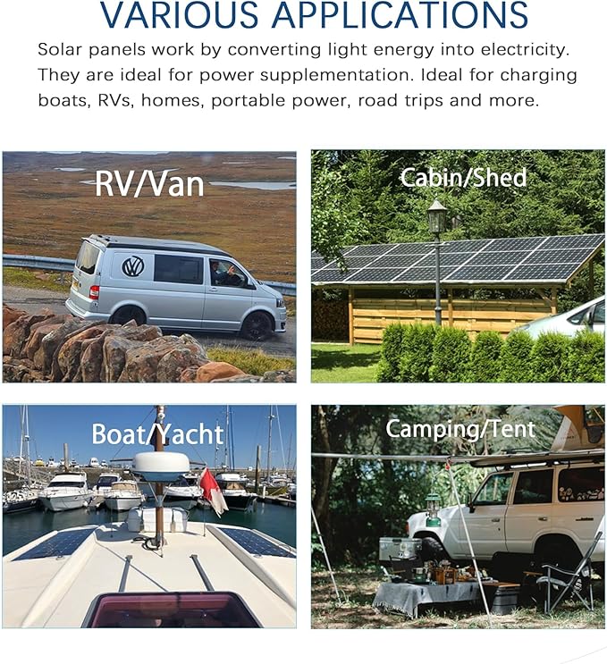 Flexible Solar Panel 100W 105W 12V Monocrystalline 250° Curvature Fiberglass High Efficiency Lightweight for RVs Boat Cabin (White)
