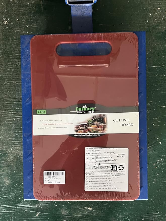 Fotouzy Plastic Utility Cutting Board with Handles, Food Safe PP Material, BPA Free, Dishwasher Safe, Thick Chopping Board, Large Size, Easy Grip Handle, for Kitchen (Red),15.5 x 10"