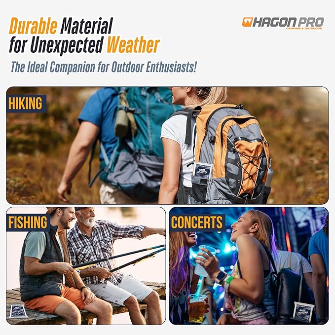 Hagon PRO Disposable Rain Ponchos for Adults (5 Pack)