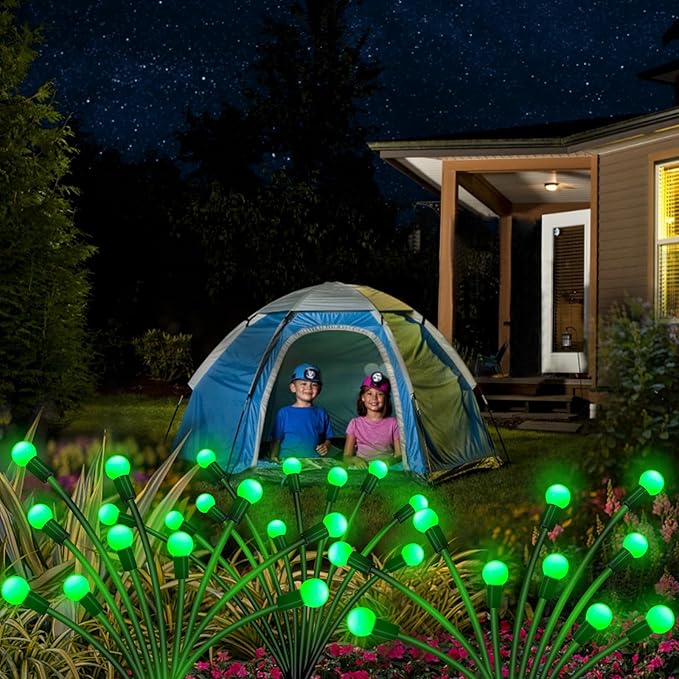 Kohlrabi Solar Garden Lights Outdoor, 6 Pack 60 LED Solar Green Firefly Lights Waterproof, Sway by Wind, Swaying Light for Yard Patio Backyard Garden Planter Flower Bed Pathway Outdoor Decoration