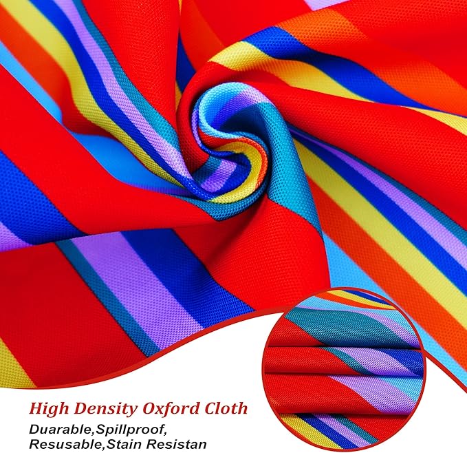 SquarePie Outdoor Tablecloth Rectangle with Umbrella Hole Waterproof Patio Table Cloth Spill Proof Wrinkle Free Table Cover for Spring Summer Picnic Garden Party, 52x70 Color Stripe