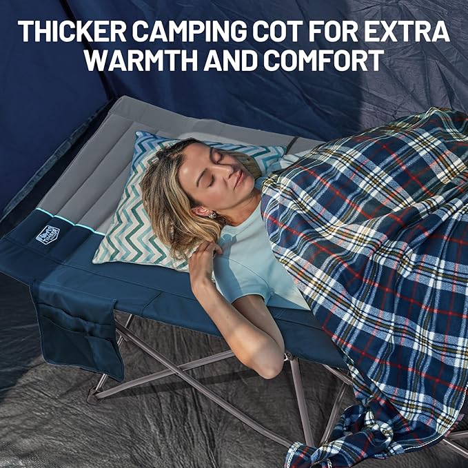 Timber Ridge Extra Wide Heavy Duty Camping Cot for Adult, Easy Set Up Oversized Sleeping Cot with Carry Bag for Camping, Travel and Outdoors, Support up to 450lbs