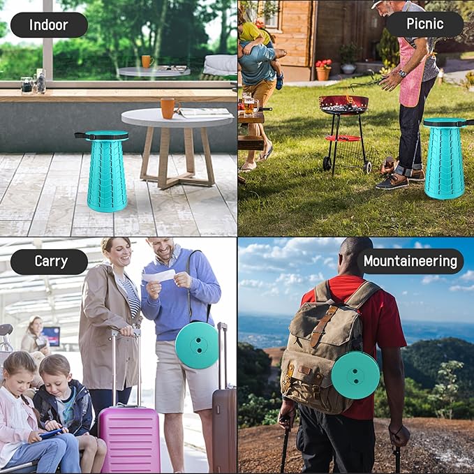 FoldingStool Colorful Stool Body Portable Collapsible Stool Seat Max Load Capacity 397lbs, Telescopic Folding Stools Retractable Stools for Adult Camping Hiking Travel Outdoor BBQ