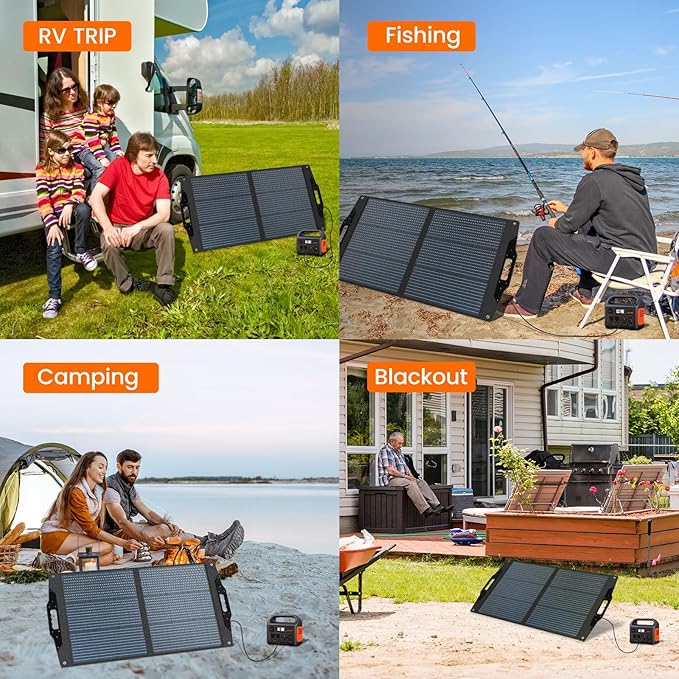 FlexSolar 100W Solar Charger IP67 Waterproof Foldable Panel w/QC3.0/USB-A/C & DC Ports (7909/5521/XT60/Anderson) for Camping, Emergency, Generators, Power Stations, Battery Packs