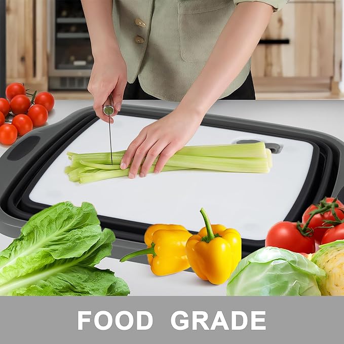 Tiawudi Large Collapsible BBQ Prep Tub with Lid(4.22 Gal/16L), Foldable Camping Sink with Colander, Cutting Board, Dish Basin for Kitchen, Bowl, Vegetable and Fruit, Storage Basket for Picnic