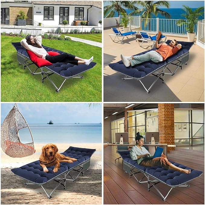 YELLOW JACKET Camping Cots for Adults, Folding Cot with Mattress 600lbs Max Load, Sleeping Cot with Carry Bag, 28" Wide Portable Folding Cots for Camping Home Office Nap Beach Travel