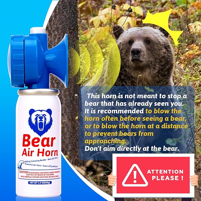 1.4oz Bear Horn for Self Defense, 123dB Loud Mini Air Horn, Audible Up to 1/2 Mile, Safety Air Horn for Hiking,Camping and Outdoor Protection(1.2.4)