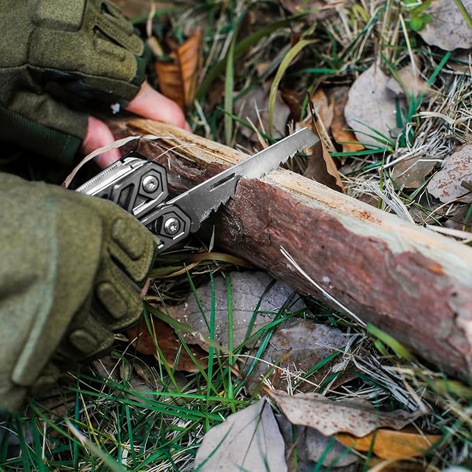 MOSSY OAK Multitool, 21-in-1 Stainless Steel Pocket Knife with Screwdriver Sleeve, Self-locking Pliers with Sheath-Perfect for Outdoor, Survival, Camping, Hiking, Simple Repair