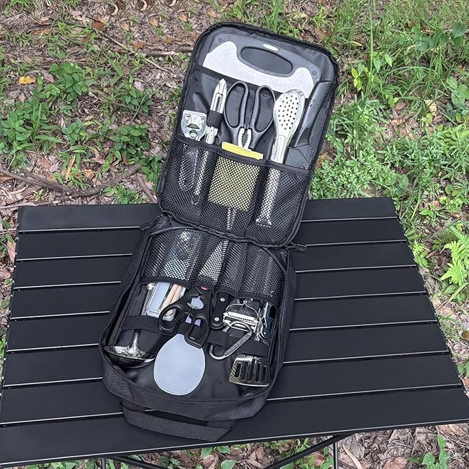 Tactical Camp Kitchen Organizer Camping Cooking Utensils Bag for BBQ, Picnic, Travel & Hiking (Bag Only)