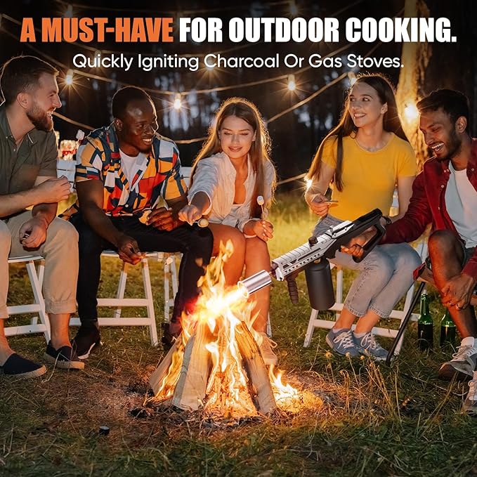 Powerful Propane Torch Gun, Kitchen Torch with Adjustable Flame, Flamethrower Blow Torch Gun Gas Welding Kits for BBQ, Searing Steak, Camping & Charcoal Torch Lighter(Tank Not Included)