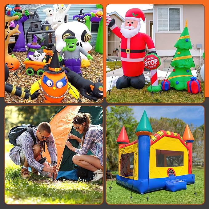 AUGSUN 8 Pack Plastic Tent Stakes Heavy Duty, Black Sand Stakes for Beach 7.5 Inch Screw in Tent Stakes Spiral Ground Anchors Tent Pegs Canopy Stakes for Inflatables Outdoor Camping Hiking Garden Lawn