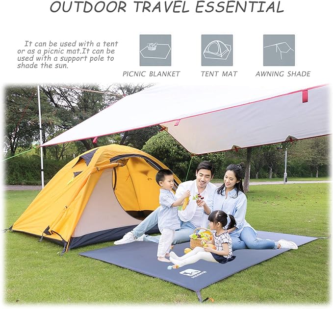 Hikeman Tent Footprint - Waterproof Camping Tarp, Heavy Duty Tent Floor Saver, Ultralight Ground Sheet Mat for Hiking, Backpacking, Hammock, Beach - Storage Bag Included(L-83”x71”)