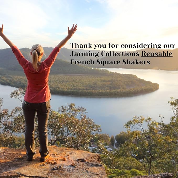 JARMING COLLECTIONS 16 oz Glass French Square Spice Jars with Shaker Lids - Elegant Design for Food Storage and Kitchen Organization - Enhance Your Spice Storage – Made in USA